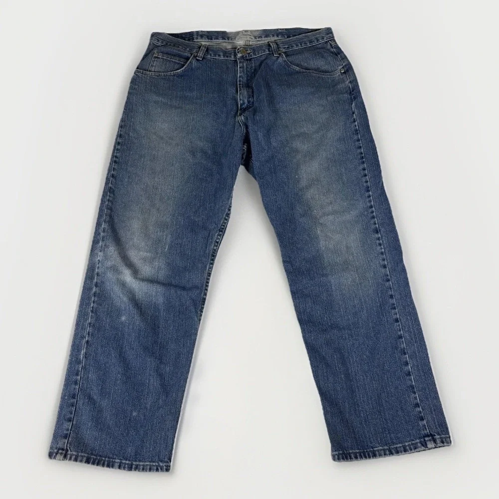 Wrangler Jeans Co Denim Pants Mens 36x29 Blue Straight Leg Workwear Casual